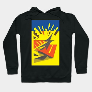 abstract: blue orange yellow Hoodie